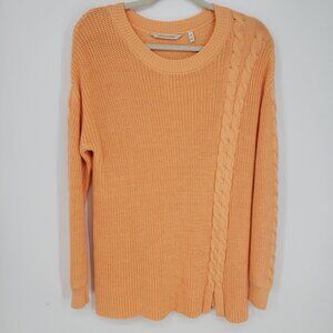Soft Surroundings Relaxed Fit Cable‎ Knit Tunic Sweater M Womens Cotton Orange